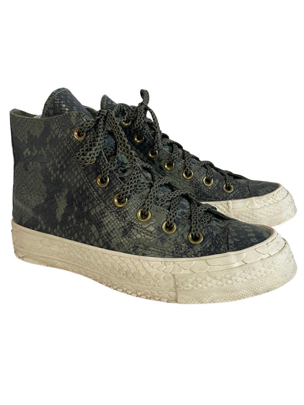 Converse Chuck Taylor All Star Hi Snakeskin Leather Women's 7 Olive Green